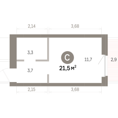 21.00 м² | 6 - 9 эт. 00