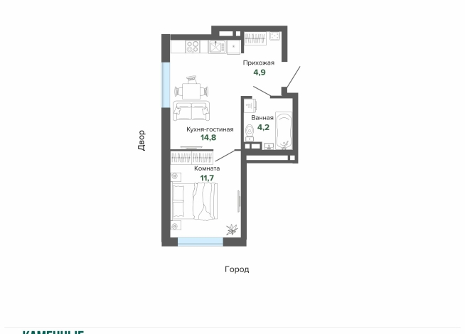 35.60 м² | 9 - 25 эт.