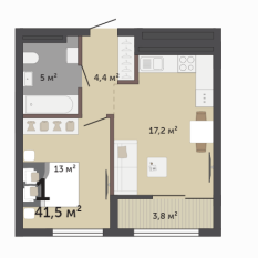 41.50 м² | 15 - 17 эт. 00