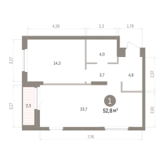 52.00 м² | 14 - 16 эт. 00