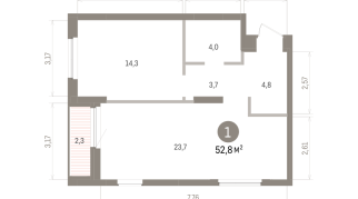 52.00 м² | 14 - 16 эт.