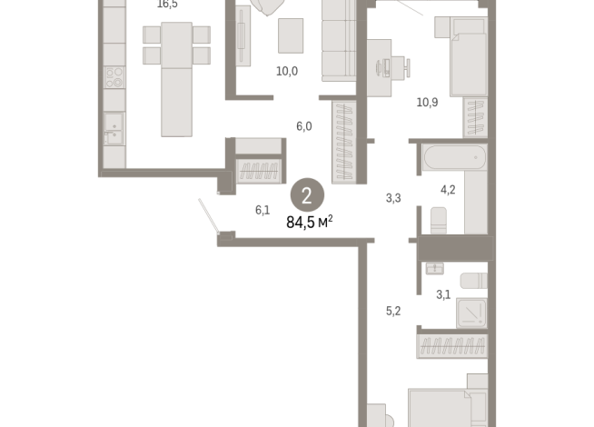 84.00 м² | 6 - 7 эт.