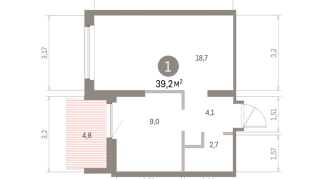 39.00 м² | 6 - 9 эт.