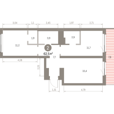 64.00 м² | 8 - 9 эт. 00