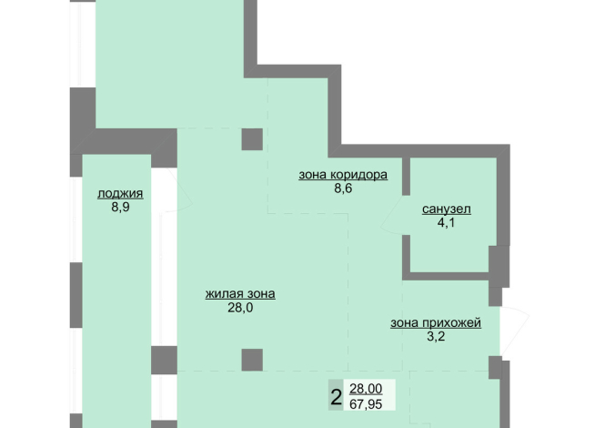 67.20 м² | 3 - 30 эт.