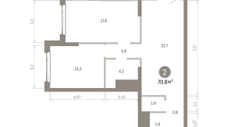 70.00 м² | 21 - 25 эт.