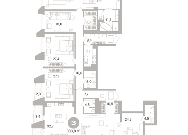333.00 м² | 22 - 25 эт.