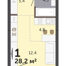 28.20 м² | 7 - 19 эт. 00