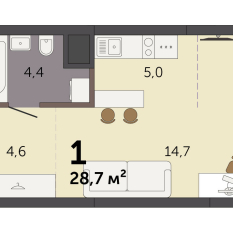 28.70 м² | 2 - 32 эт. 00