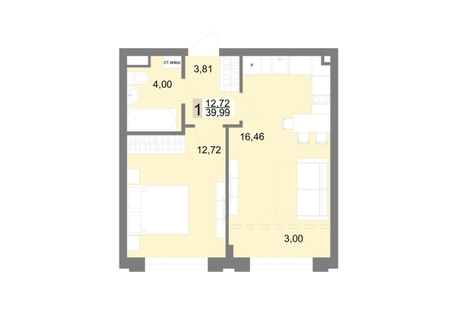 39.99 м² | 14 - 25 эт.