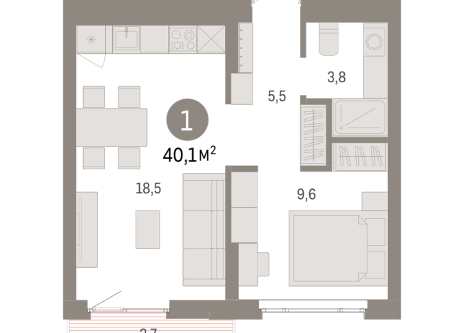 40.00 м² | 5 - 7 эт.