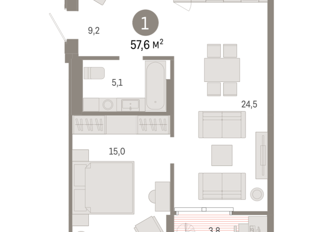 57.00 м² | 6 - 15 эт.