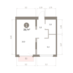 39.00 м² | 4 - 9 эт. 00