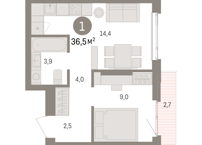 36.00 м² | 7 - 25 эт.