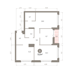 73.00 м² | 11 - 16 эт. 00