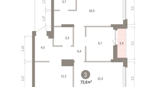 73.00 м² | 11 - 16 эт.