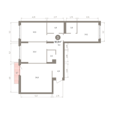 93.00 м² | 3 - 7 эт. 00