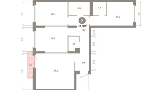 93.00 м² | 3 - 7 эт.