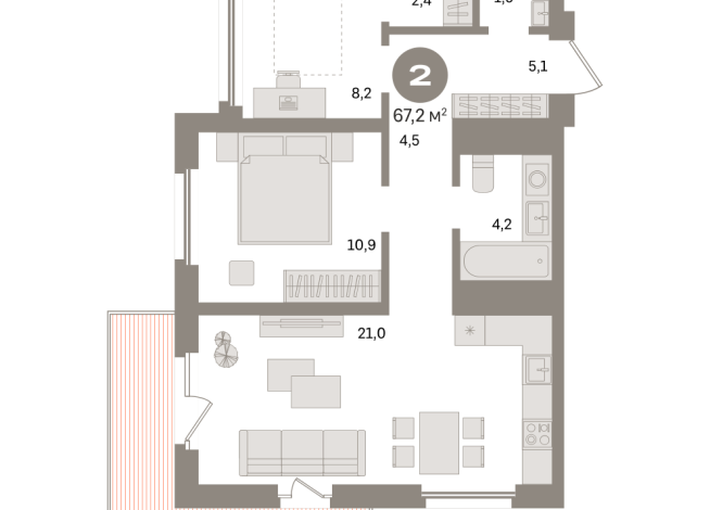 67.00 м² | 8 - 24 эт.