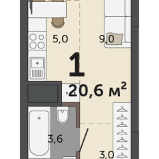 20.60 м² | 13 - 30 эт. 00