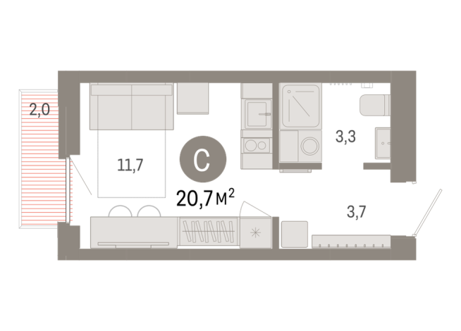 20.00 м² | 2 - 9 эт.