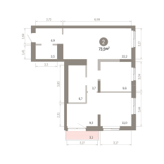 74.00 м² | 6 - 8 эт. 00