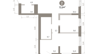 74.00 м² | 6 - 8 эт.