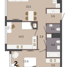 67.50 м² | 14 - 32 эт. 00