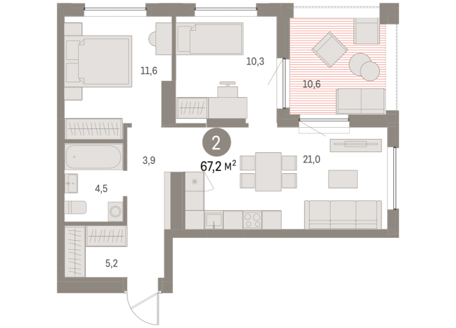 67.00 м² | 8 - 8 эт.