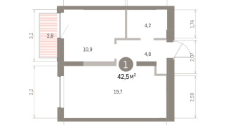 42.00 м² | 5 - 8 эт.