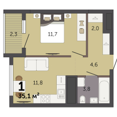 35.10 м² | 31 - 32 эт. 00