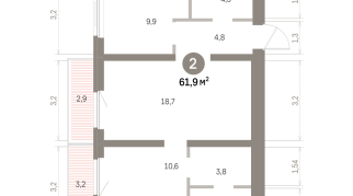 61.00 м² | 6 - 9 эт.