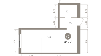 32.00 м² | 6 - 15 эт.