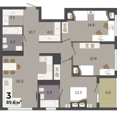 89.60 м² | 19 - 32 эт. 00