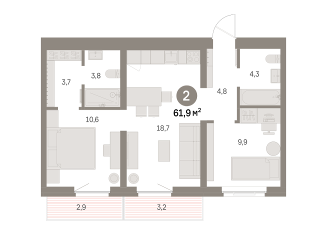 61.00 м² | 4 - 8 эт.