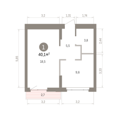 40.00 м² | 5 - 7 эт. 00