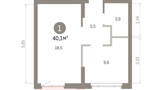 40.00 м² | 5 - 7 эт.