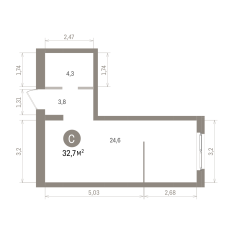 32.00 м² | 6 - 15 эт. 00