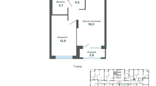 43.92 м² | 2 - 25 эт.