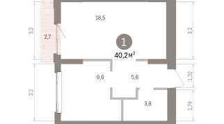 40.00 м² | 7 - 9 эт.