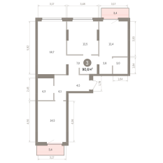 90.00 м² | 4 - 7 эт. 00