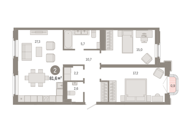 81.00 м² | 8 - 9 эт.