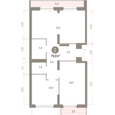 79.00 м² | 7 - 7 эт. 00