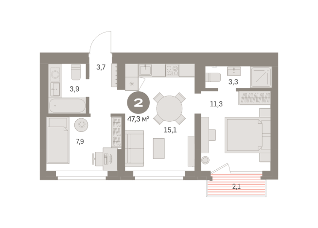 47.00 м² | 9 - 9 эт.