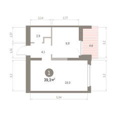 39.00 м² | 9 - 9 эт. 00