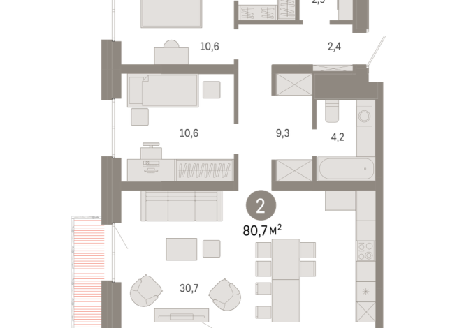 80.00 м² | 7 - 9 эт.