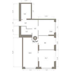 70.00 м² | 2 - 16 эт. 00