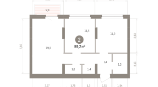 59.00 м² | 6 - 7 эт.