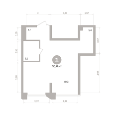 55.00 м² | 15 - 25 эт. 01