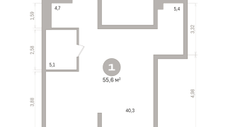 55.00 м² | 15 - 25 эт.